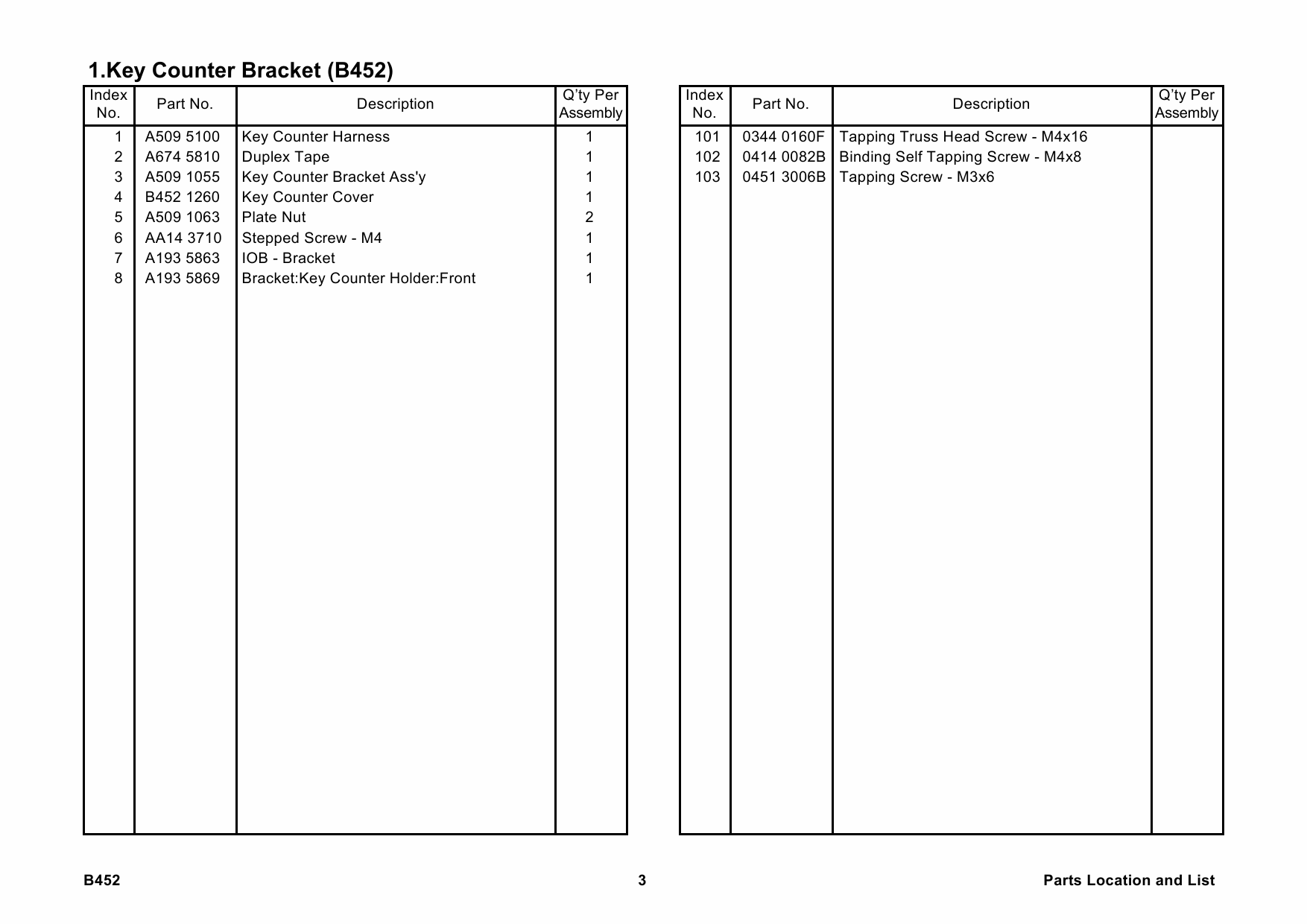 RICOH Options B452 KEY-COUNTER-BRACKET-TYPE-1027 Parts Catalog PDF download-5